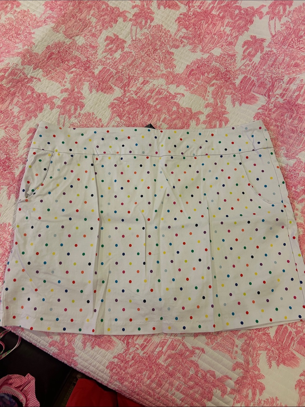 NWOT Zac and Rachel Polka Dot White Cotton Skort with Multicolor Dots
